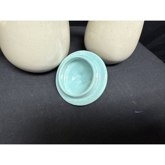 Heavenly Days Vernon Ware Cream & Sugar Set With Turquoise Lid VTG 1955-1965 USA - Picture 5 of 9